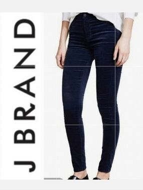 J Brand Maria Jeans High Rise Skinny Black Velvet Pant Sz 26